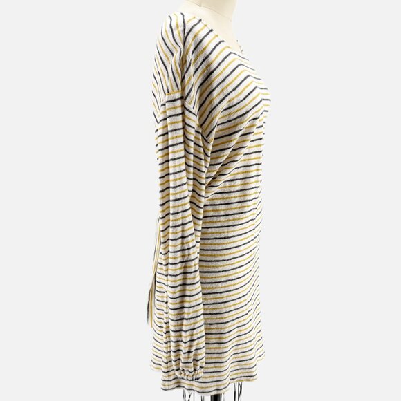 L*Space Striped White Long Sleeve Mini Dress cover up terrycloth swim beach pool - Picture 3 of 9